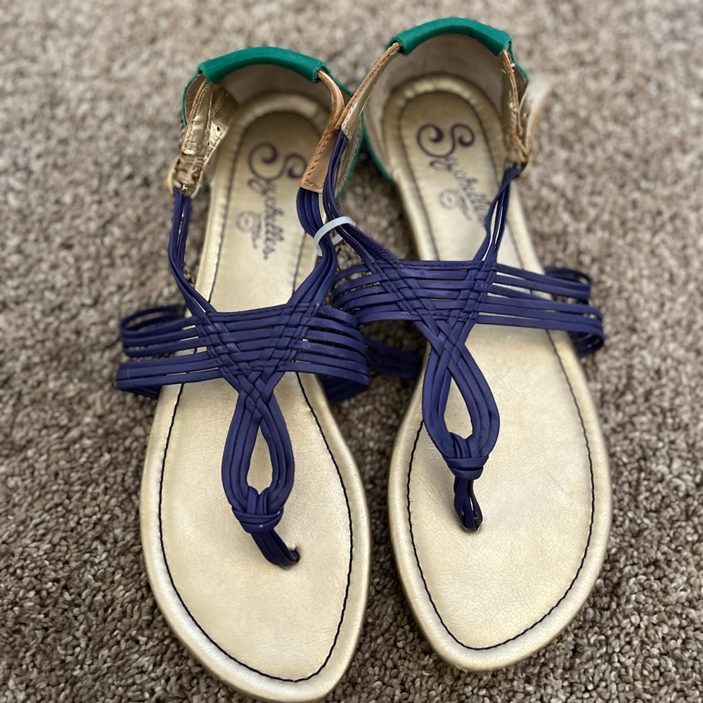 Seychelles Purple and Green Sandals Size 8